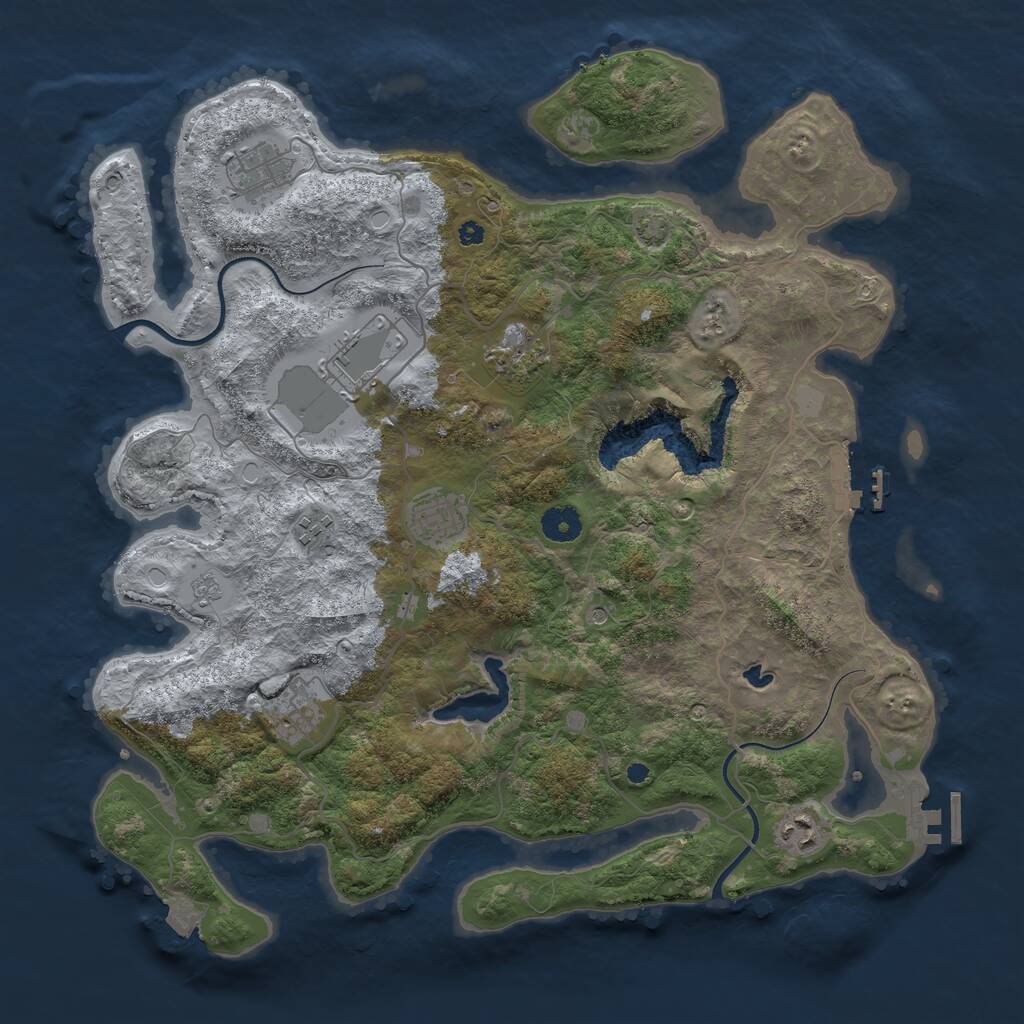 Rust Map: Procedural Map, Size: 4000, Seed: 763640177, 13 Monuments