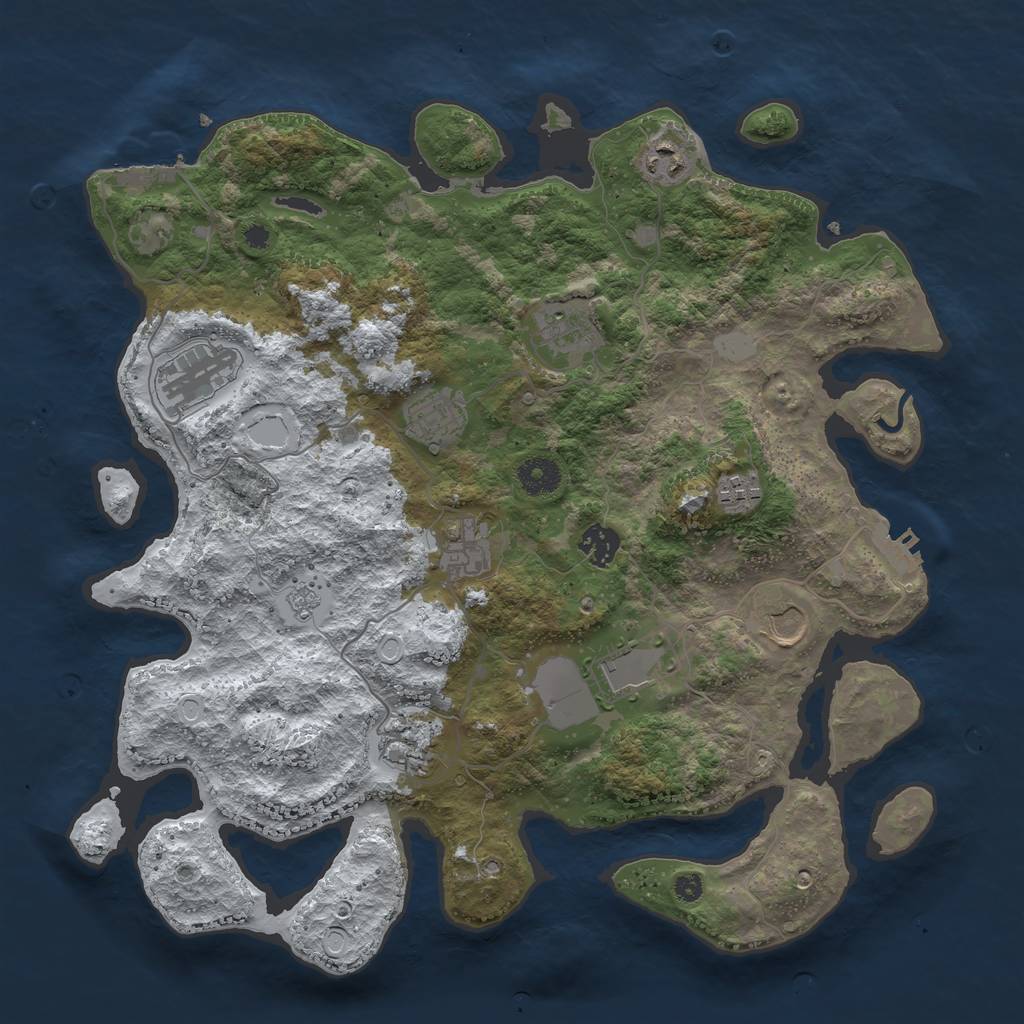 Rust Map: Procedural Map, Size: 3800, Seed: 700129, 18 Monuments