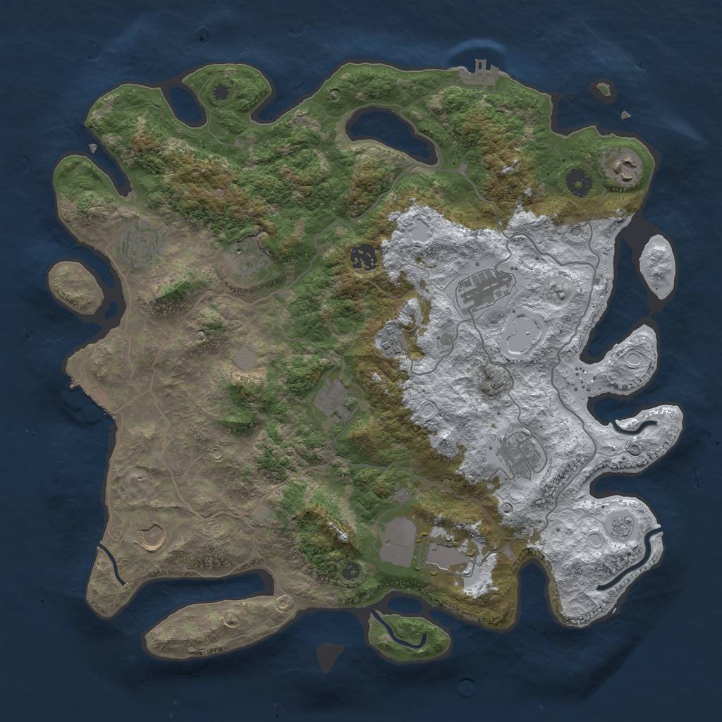 Rust Map: Procedural Map, Size: 4000, Seed: 5248091, 19 Monuments