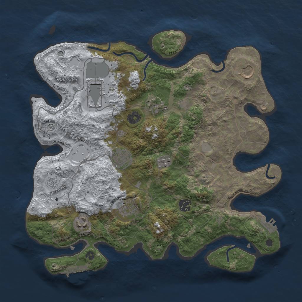 Rust Map: Procedural Map, Size: 3500, Seed: 937456, 17 Monuments