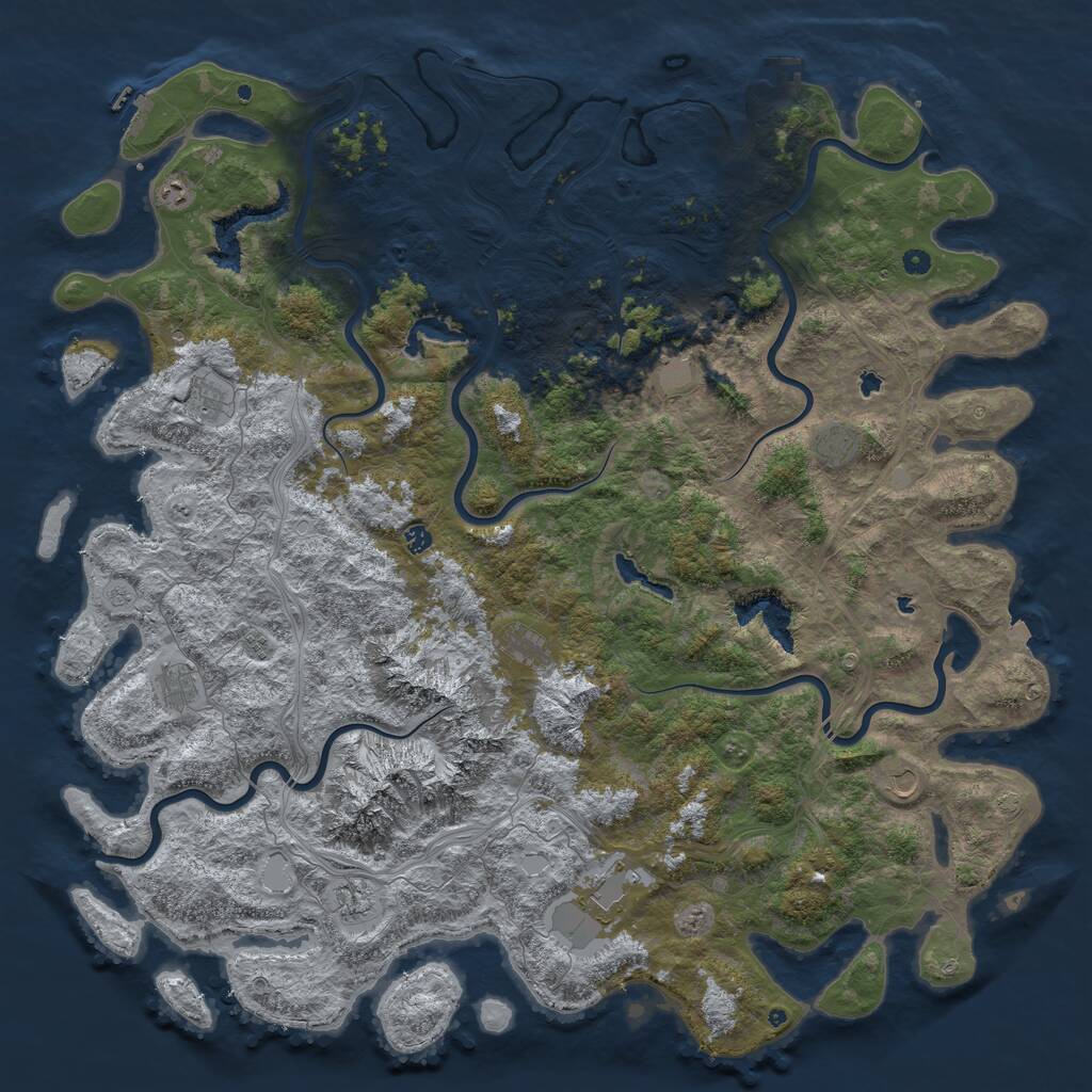 Rust Map: Procedural Map, Size: 6000, Seed: 9903719, 17 Monuments