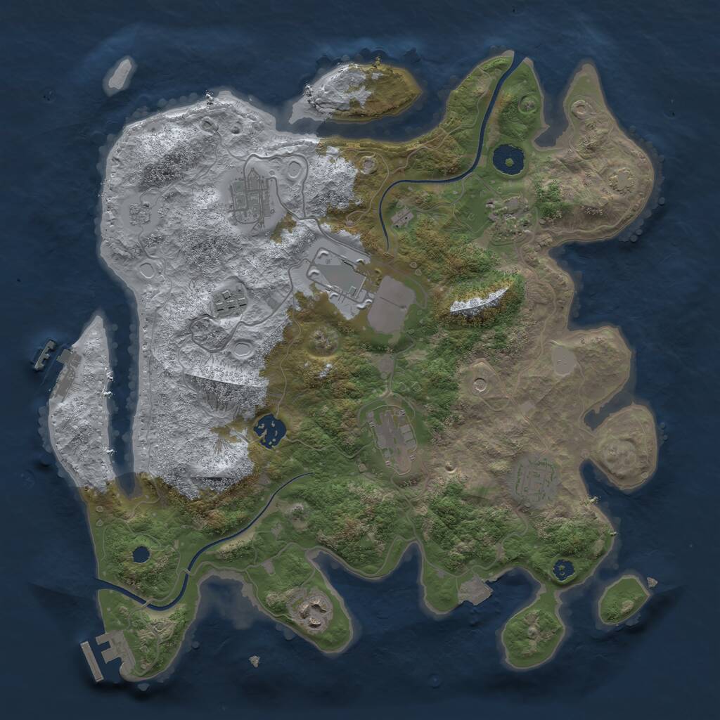 Rust Map: Procedural Map, Size: 3500, Seed: 136, 14 Monuments