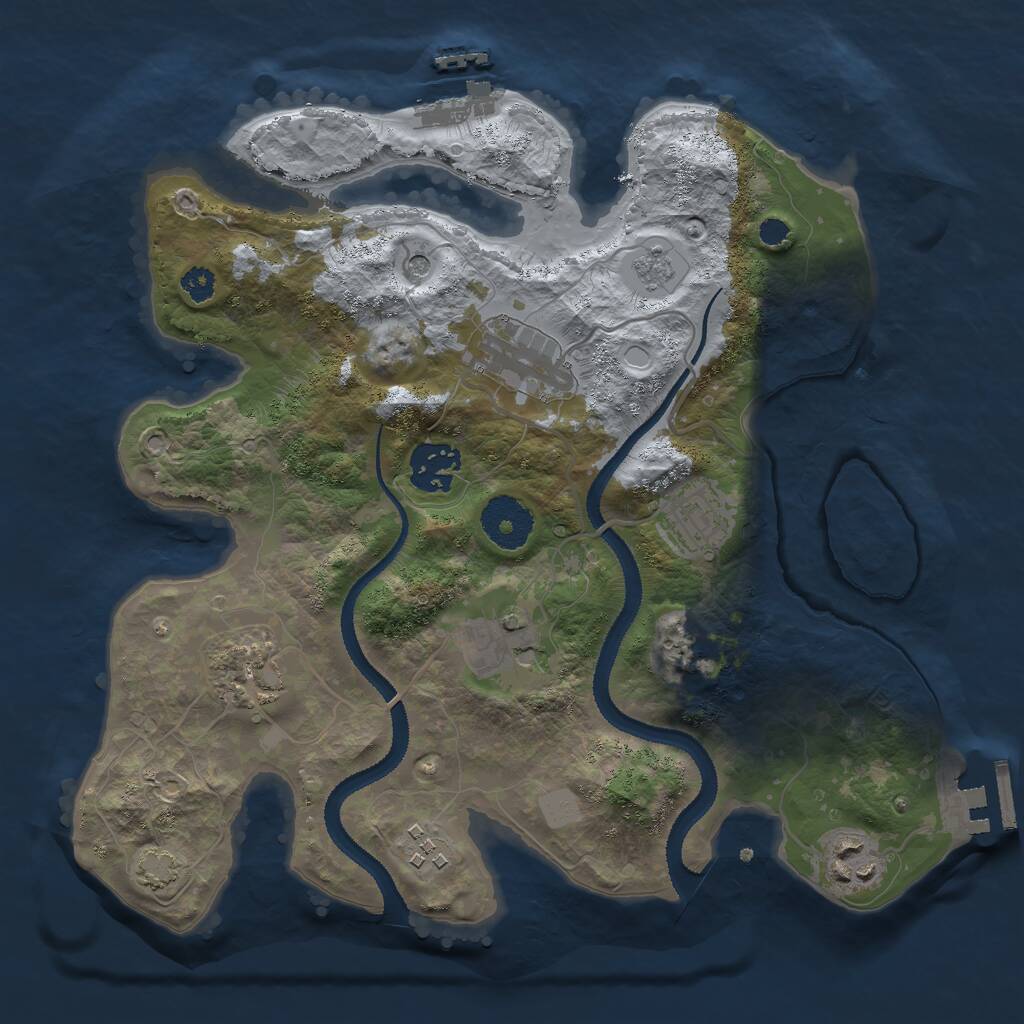 Rust Map: Procedural Map, Size: 3000, Seed: 105219, 13 Monuments