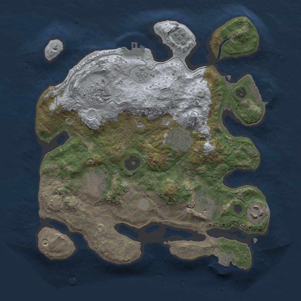 Rust Map: Procedural Map, Size: 3000, Seed: 46279, 14 Monuments