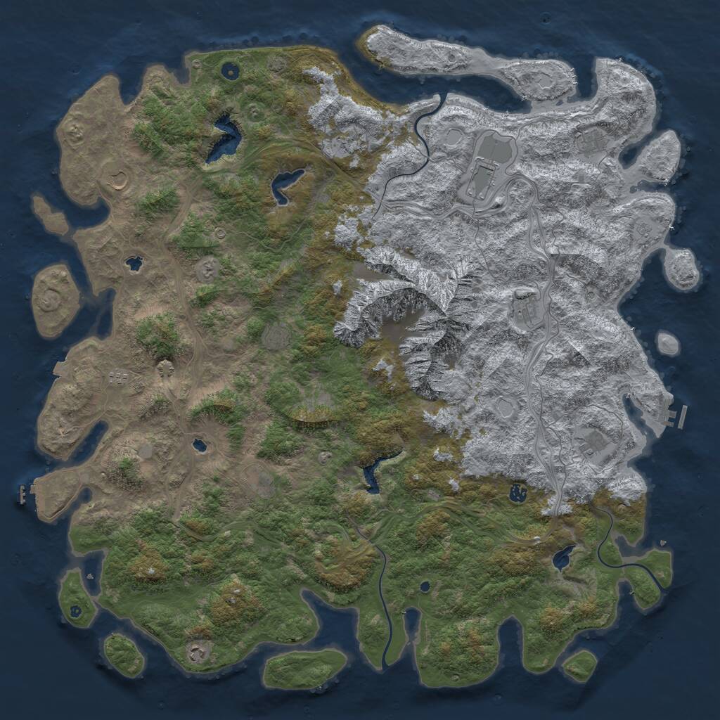 Rust Map: Procedural Map, Size: 6000, Seed: 25402561, 17 Monuments