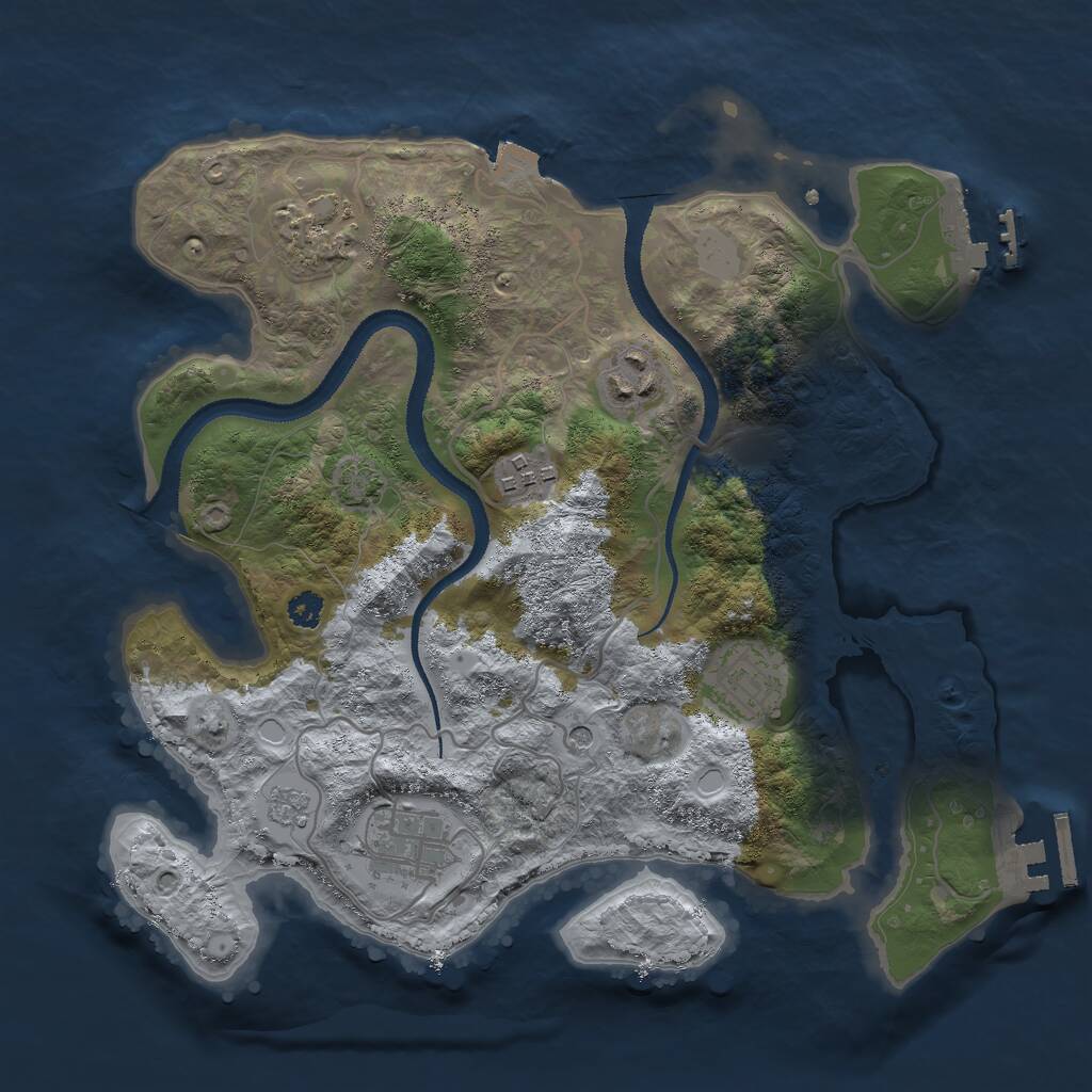 Rust Map: Procedural Map, Size: 3000, Seed: 972364, 11 Monuments