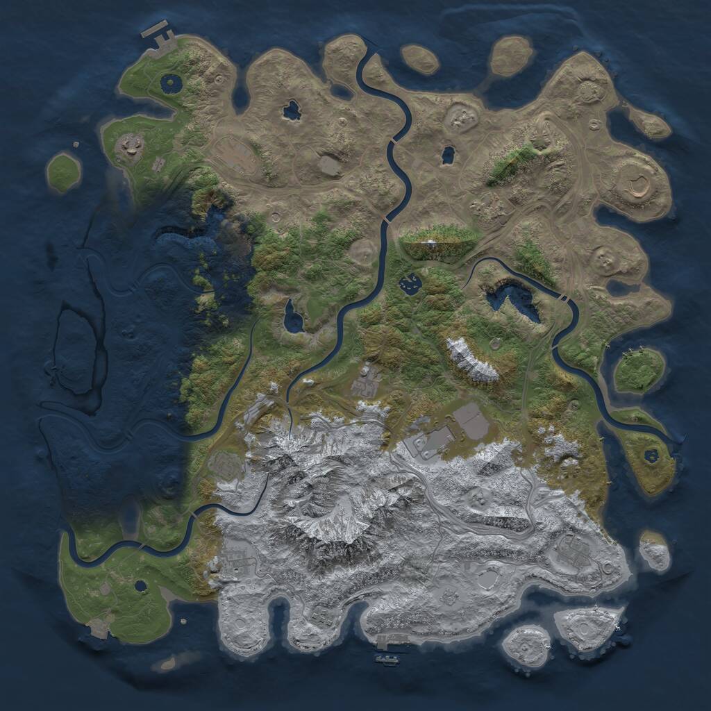 Rust Map: Procedural Map, Size: 5000, Seed: 583841494, 17 Monuments