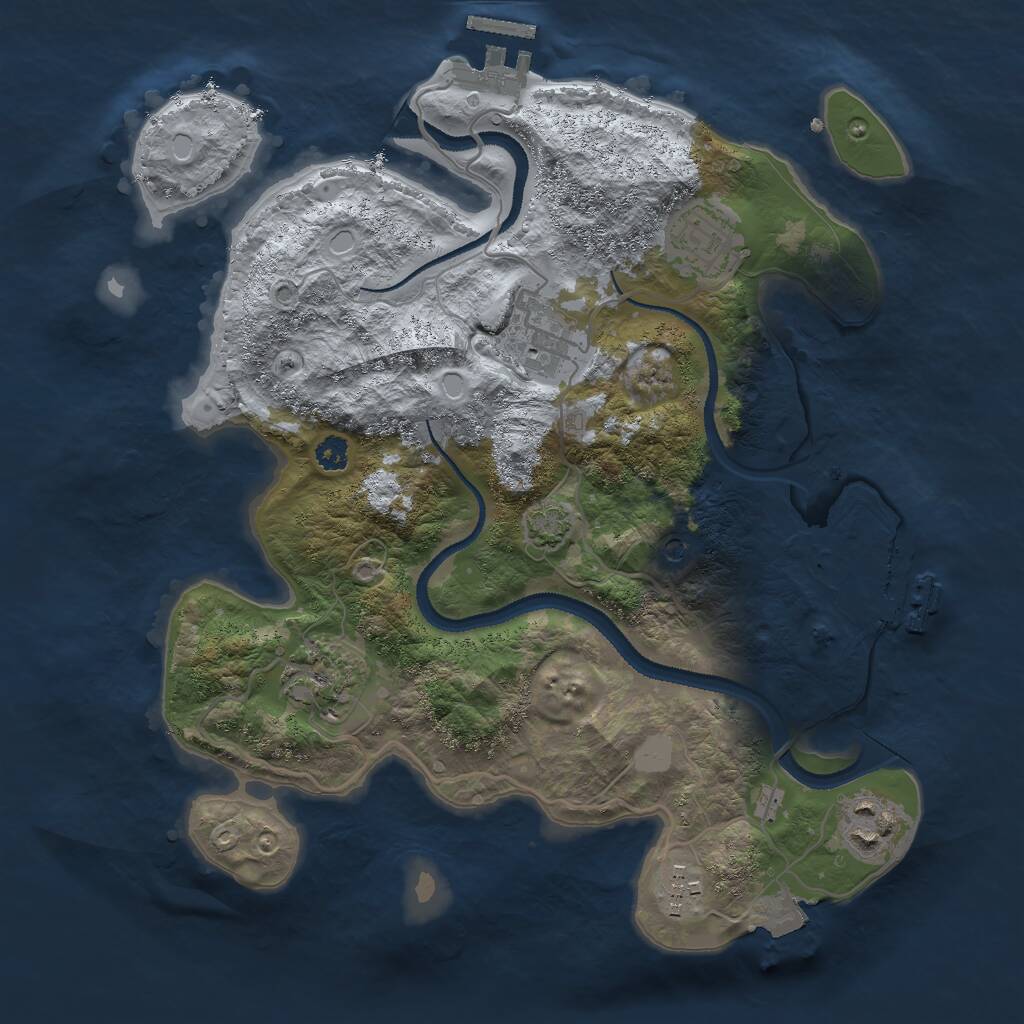 Rust Map: Procedural Map, Size: 3000, Seed: 83783, 10 Monuments