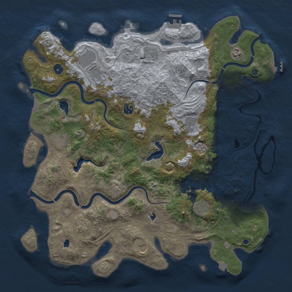 Rust Map: Procedural Map, Size: 4500, Seed: 437864496, 16 Monuments