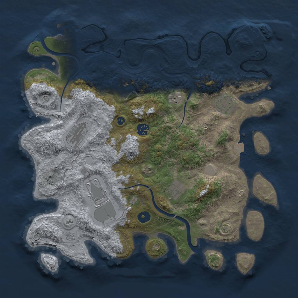 Rust Map: Procedural Map, Size: 3700, Seed: 145291074, 13 Monuments