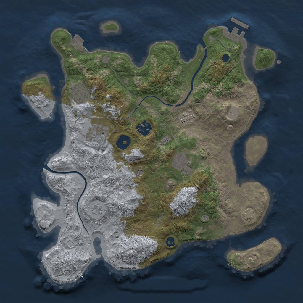 Rust Map: Procedural Map, Size: 3200, Seed: 115153215, 10 Monuments