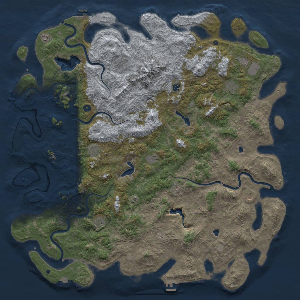 Rust Map: Procedural Map, Size: 6000, Seed: 219423849, 17 Monuments