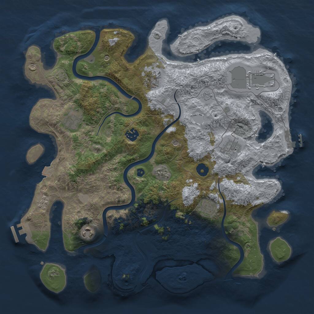 Rust Map: Procedural Map, Size: 3800, Seed: 1115970037, 14 Monuments