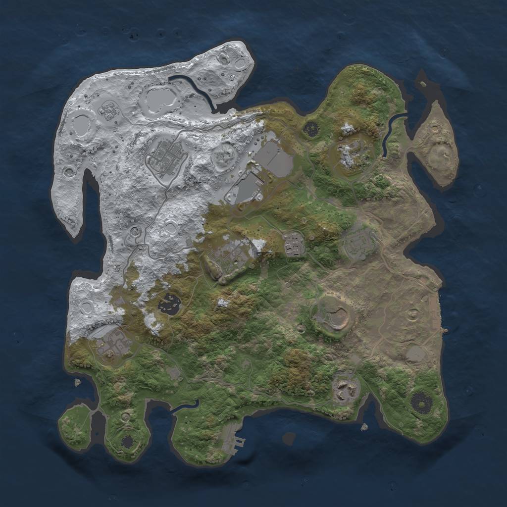 Rust Map: Procedural Map, Size: 3500, Seed: 3955, 19 Monuments