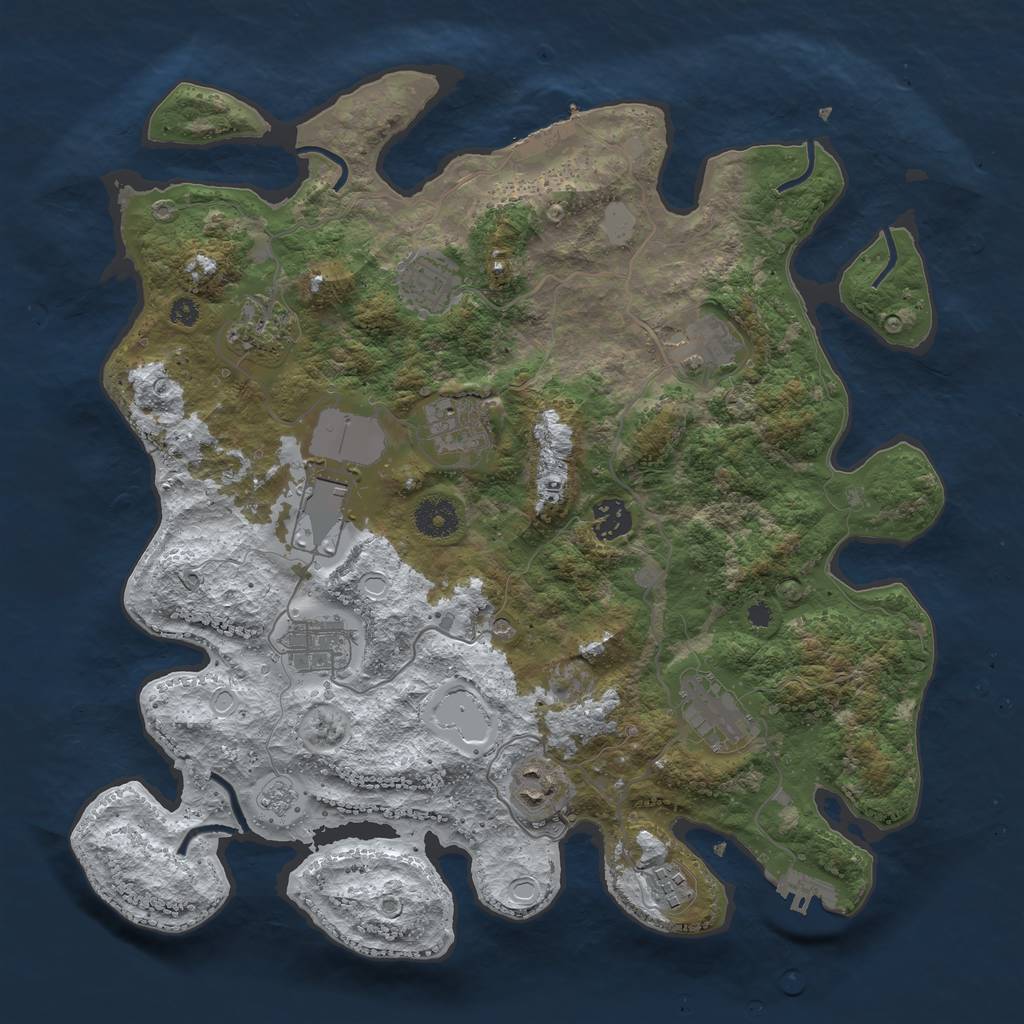 Rust Map: Procedural Map, Size: 3700, Seed: 284308840, 19 Monuments