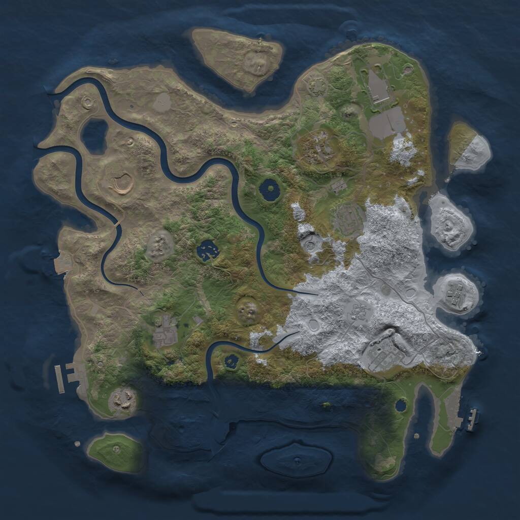 Rust Map: Procedural Map, Size: 3700, Seed: 1906708491, 15 Monuments