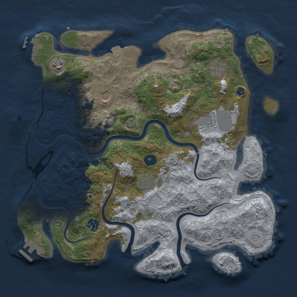 Rust Map: Procedural Map, Size: 3750, Seed: 226497955, 13 Monuments