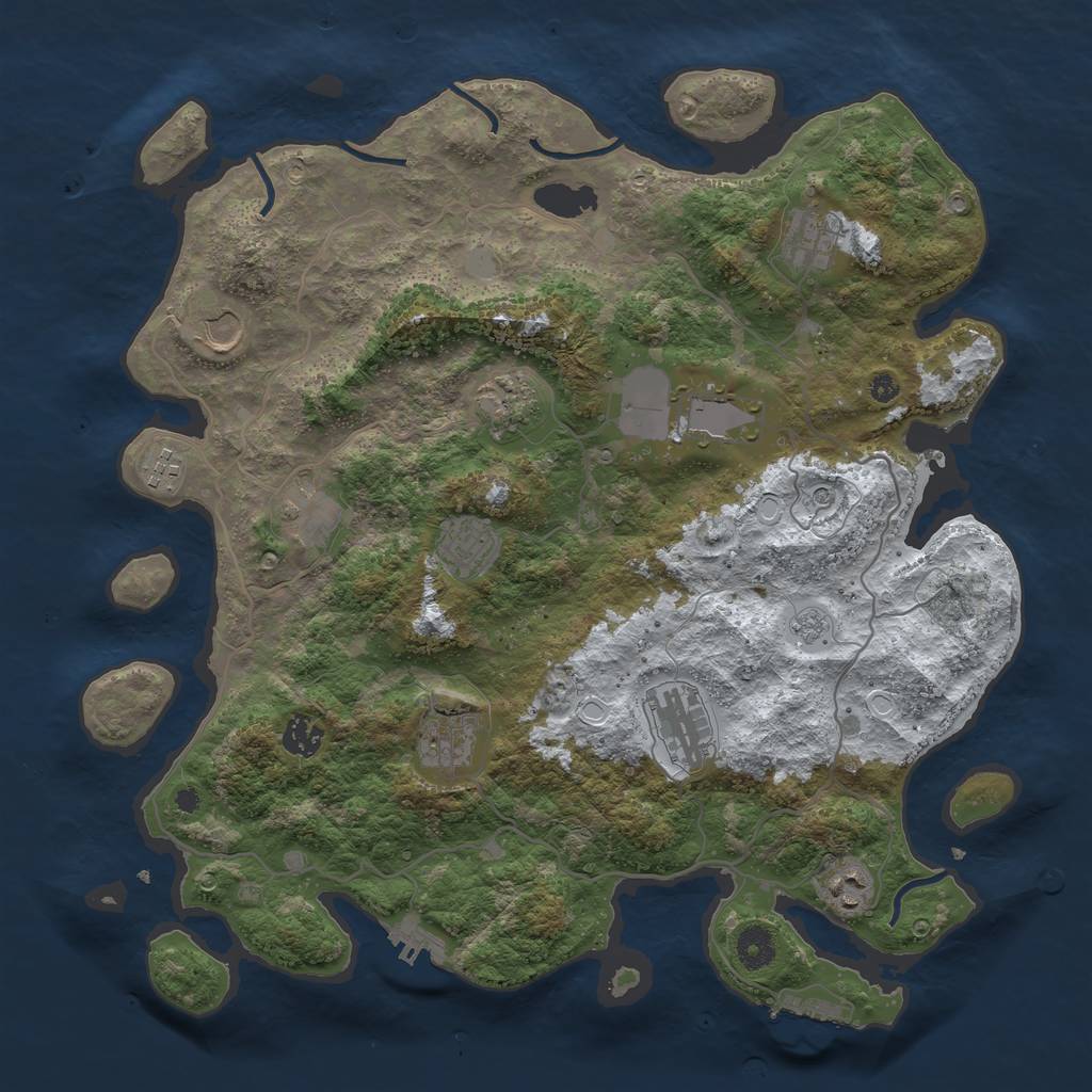 Rust Map: Procedural Map, Size: 4000, Seed: 1801285, 20 Monuments