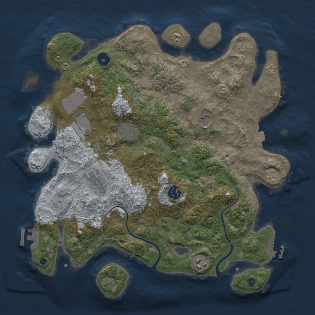 Rust Map: Procedural Map, Size: 3700, Seed: 30791136, 13 Monuments