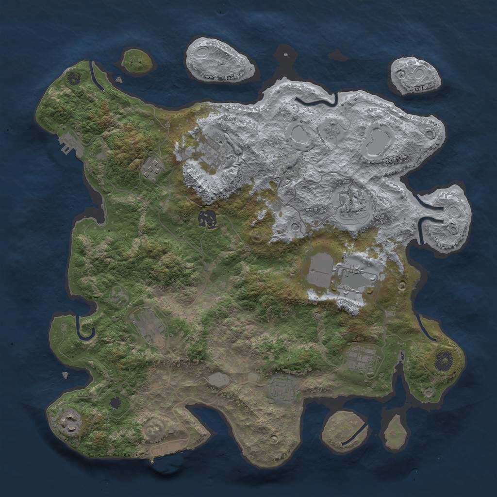 Rust Map: Procedural Map, Size: 3800, Seed: 1879327382, 16 Monuments