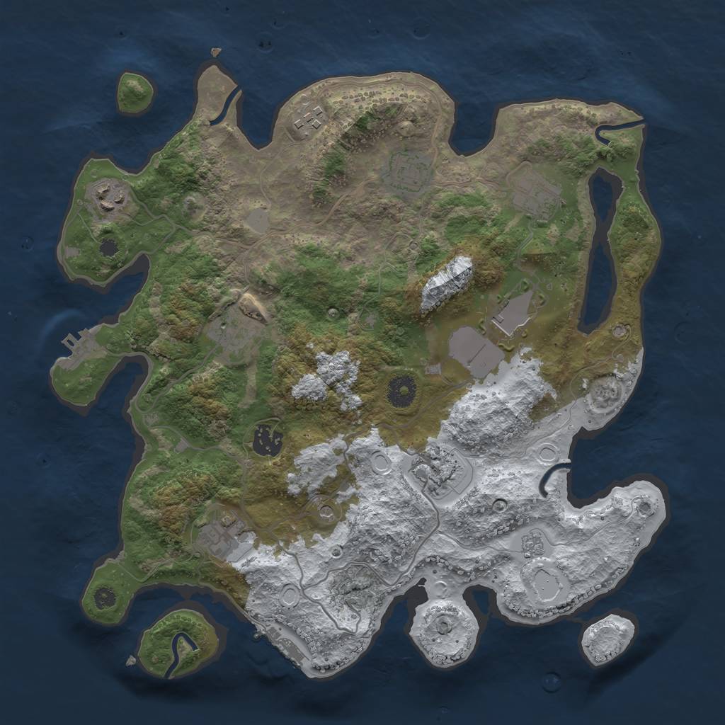 Rust Map: Procedural Map, Size: 3500, Seed: 341338, 18 Monuments