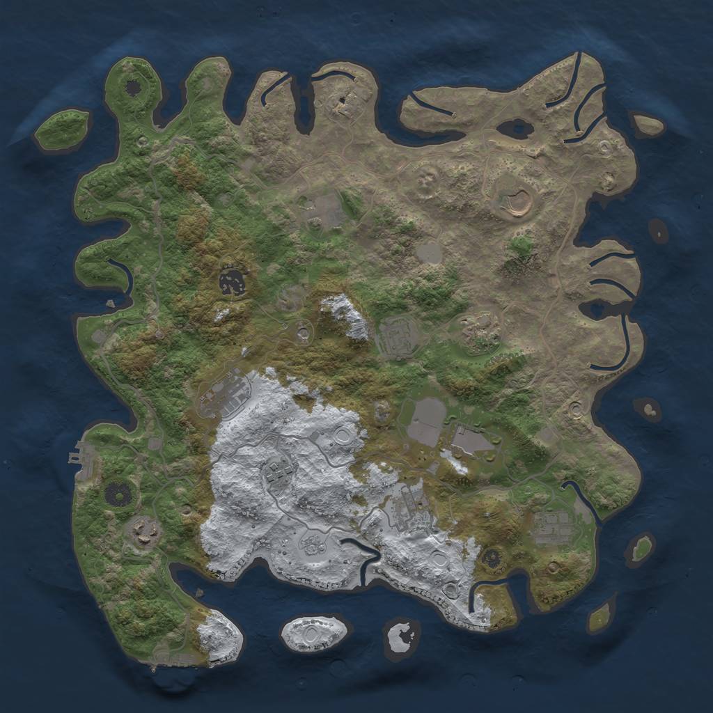 Rust Map: Procedural Map, Size: 4000, Seed: 1741733490, 20 Monuments