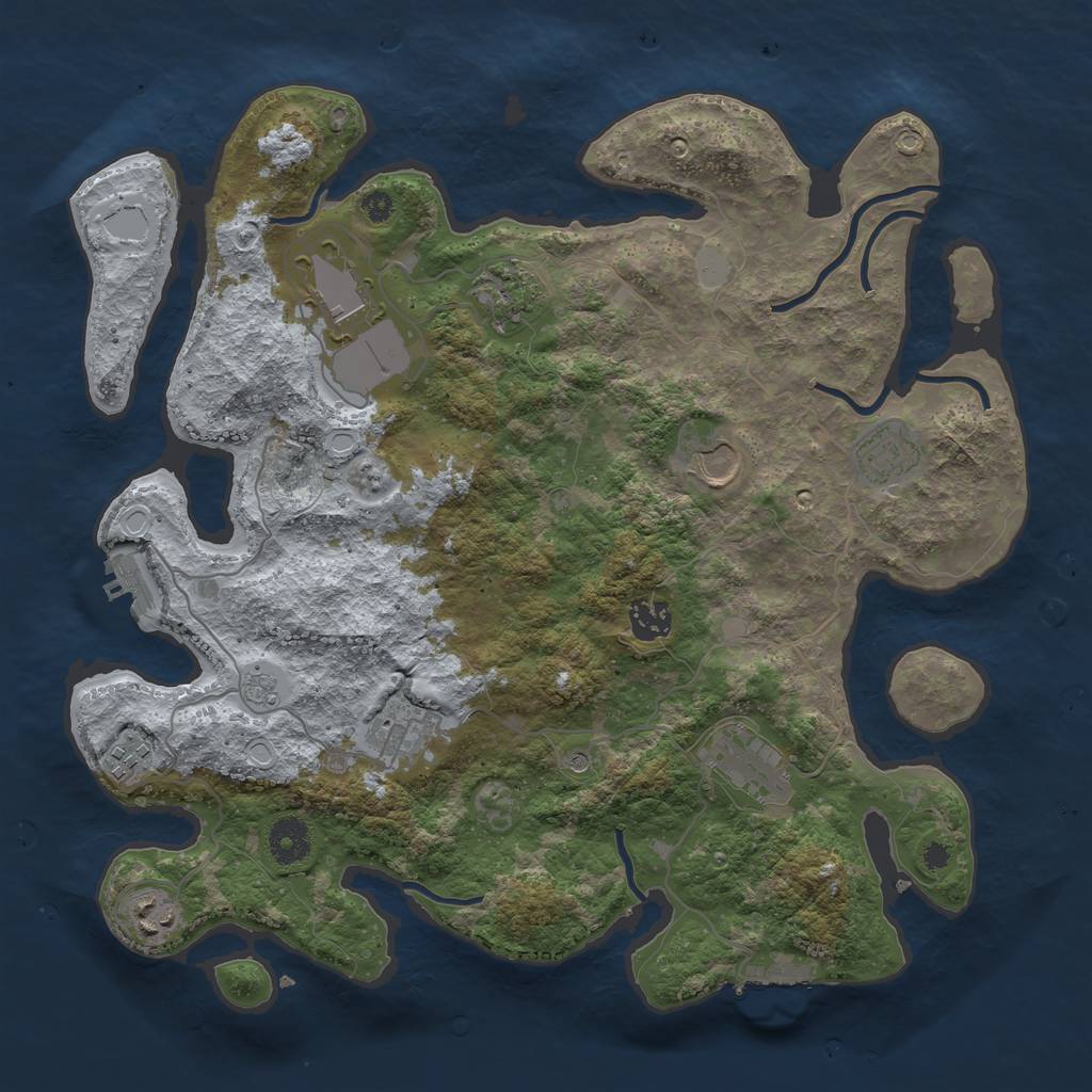 Rust Map: Procedural Map, Size: 3700, Seed: 342062070, 18 Monuments