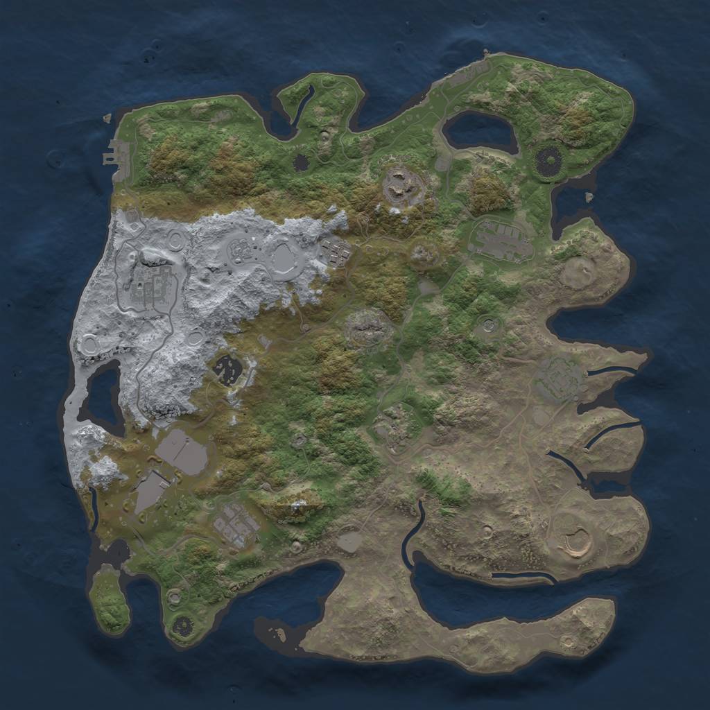 Rust Map: Procedural Map, Size: 3700, Seed: 959097490, 19 Monuments