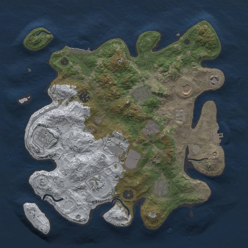 Rust Map: Procedural Map, Size: 3500, Seed: 1375573435, 19 Monuments