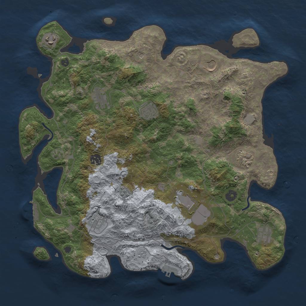 Rust Map: Procedural Map, Size: 4000, Seed: 1056456122, 19 Monuments