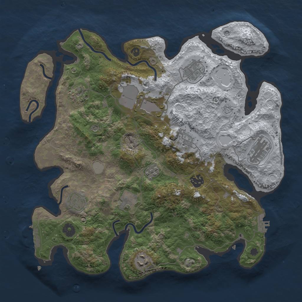 Rust Map: Procedural Map, Size: 3500, Seed: 947740951, 19 Monuments