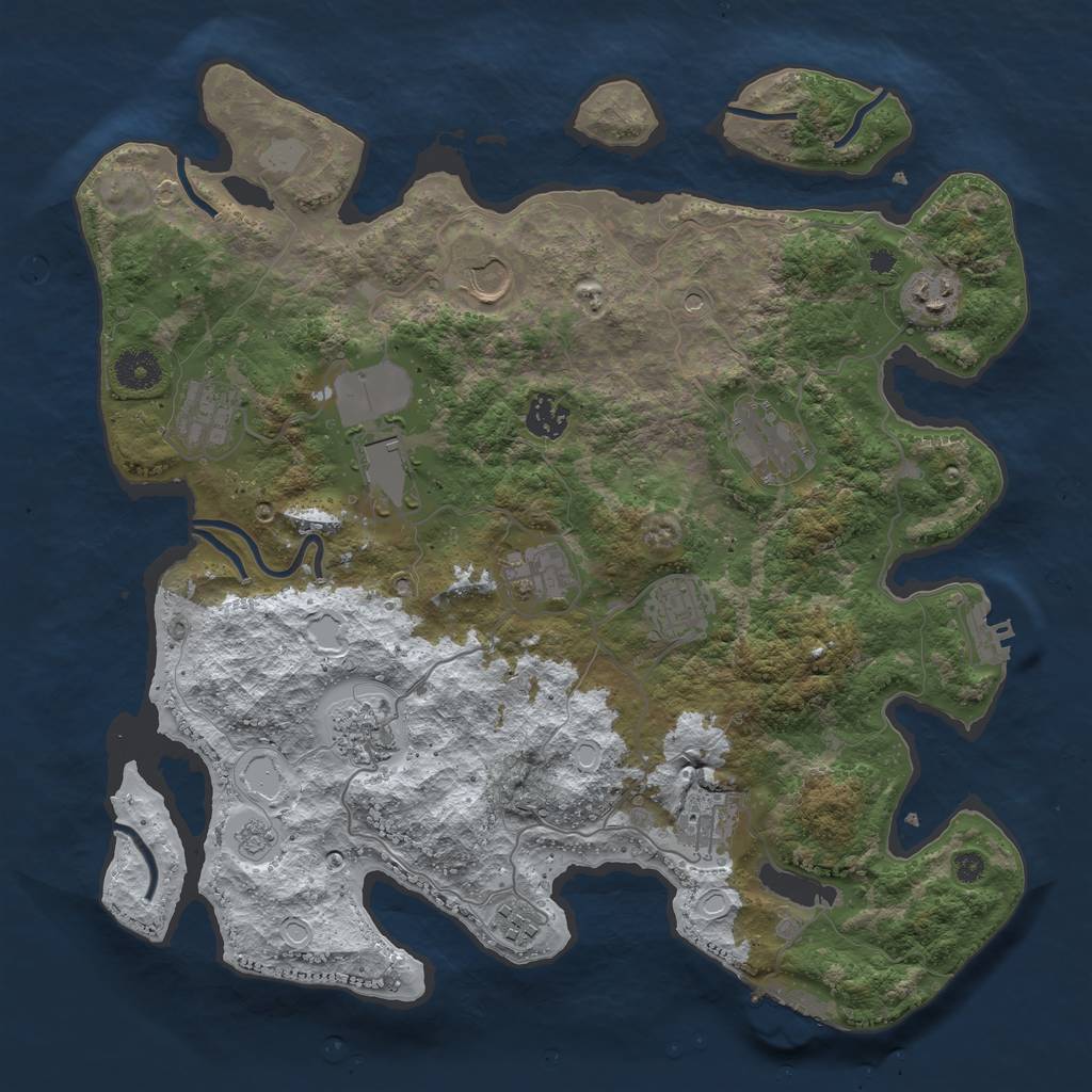 Rust Map: Procedural Map, Size: 3750, Seed: 1565077654, 20 Monuments