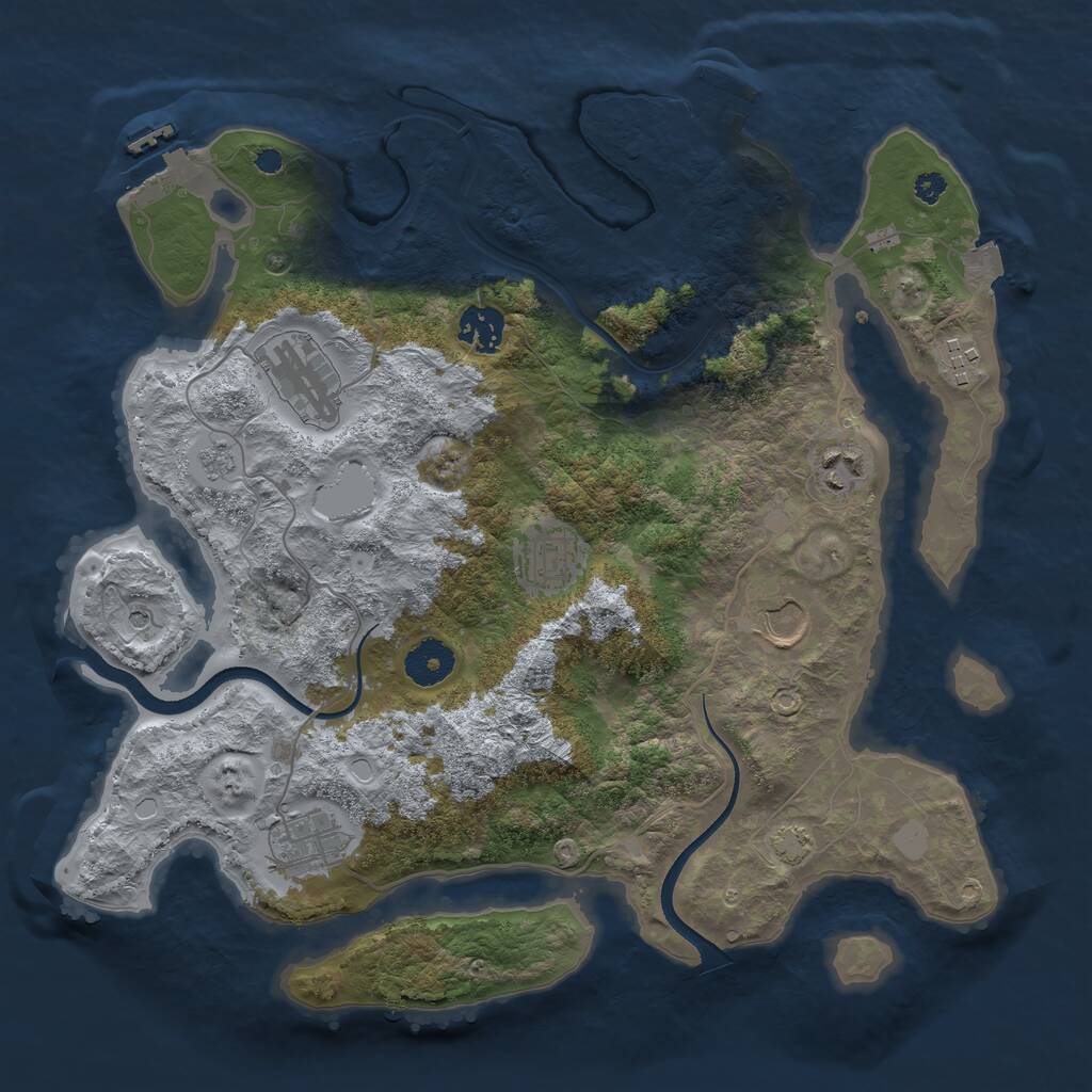 Rust Map: Procedural Map, Size: 3500, Seed: 1623195, 13 Monuments