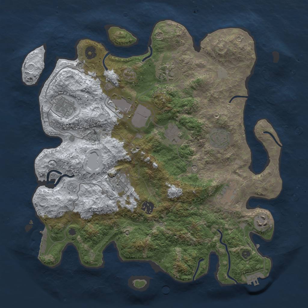 Rust Map: Procedural Map, Size: 3700, Seed: 760387179, 18 Monuments