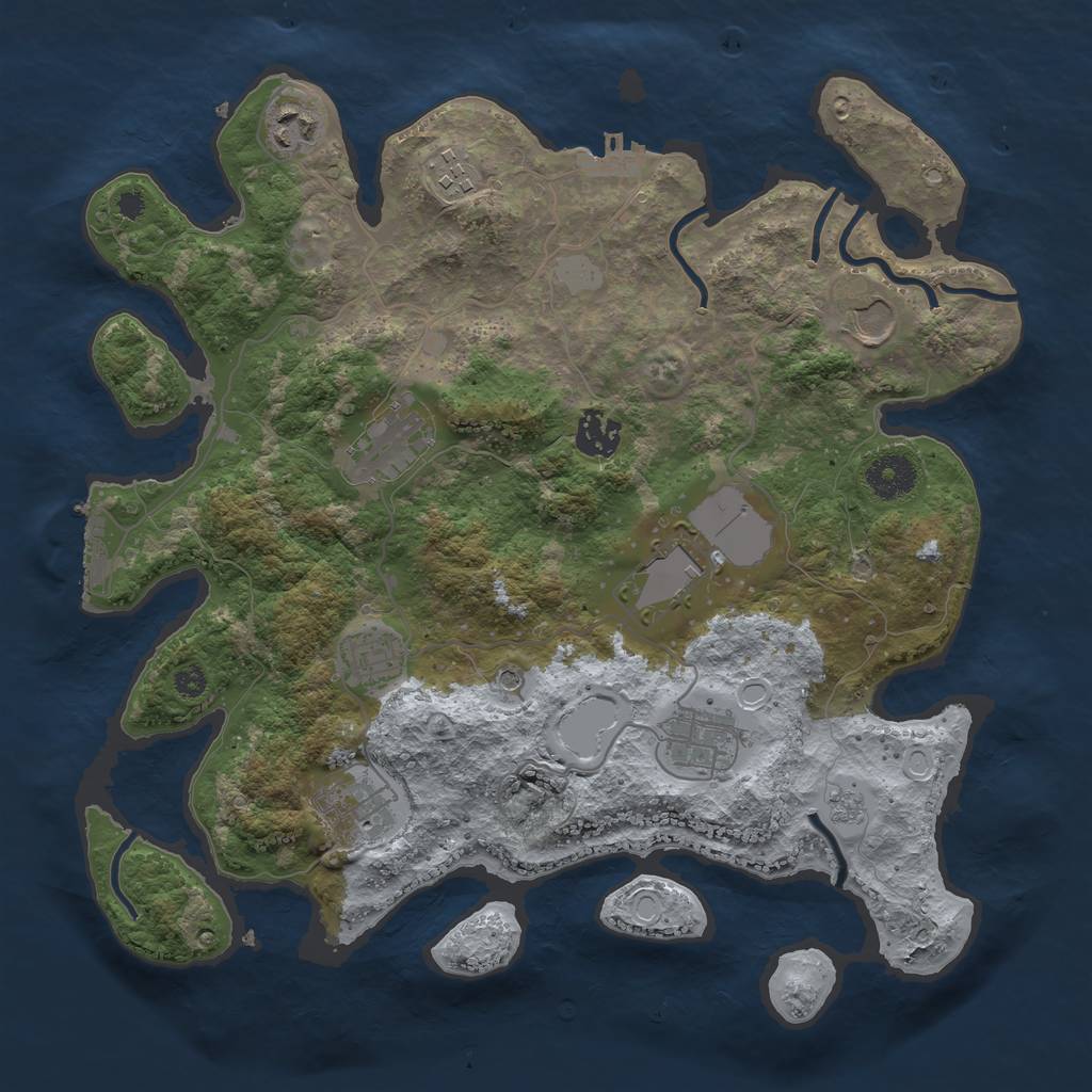 Rust Map: Procedural Map, Size: 3500, Seed: 181513530, 18 Monuments