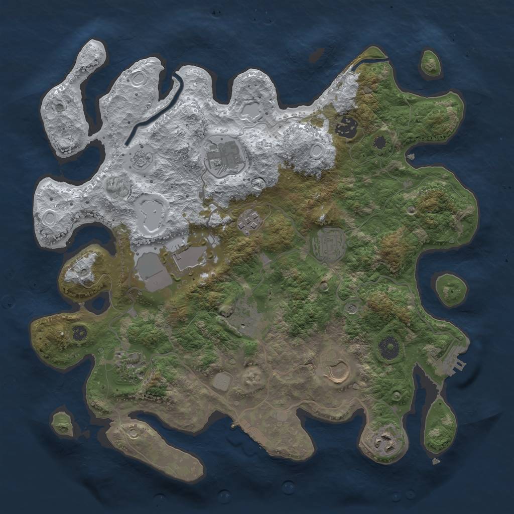 Rust Map: Procedural Map, Size: 3500, Seed: 218715041, 18 Monuments