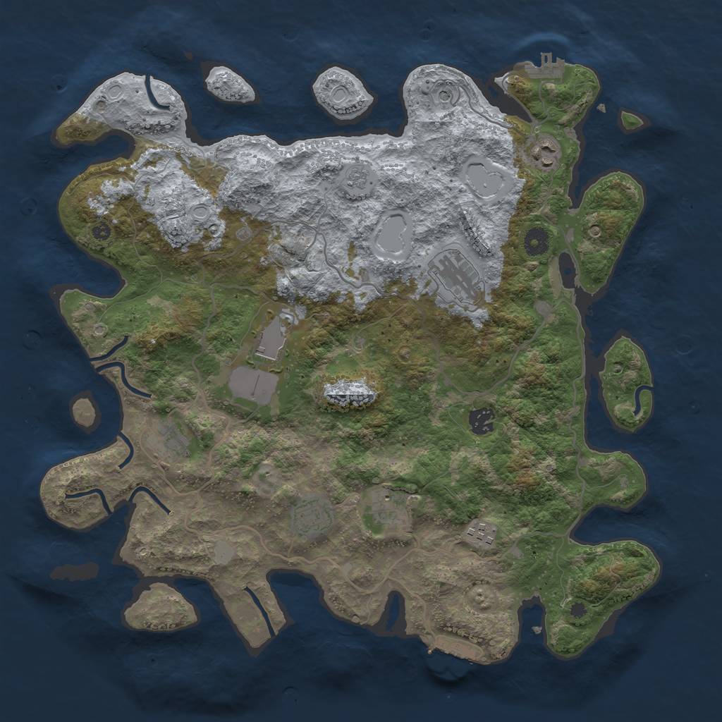 Rust Map: Procedural Map, Size: 4000, Seed: 32564, 17 Monuments