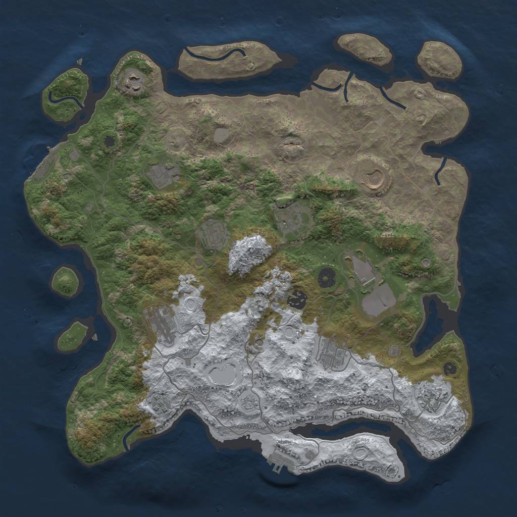 Rust Map: Procedural Map, Size: 4000, Seed: 237806294, 20 Monuments