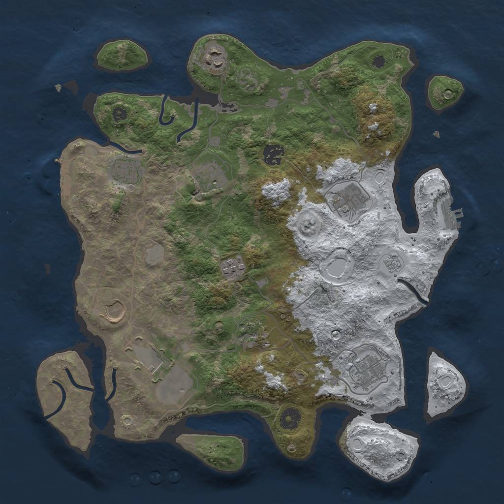 Rust Map: Procedural Map, Size: 3500, Seed: 1517513, 18 Monuments