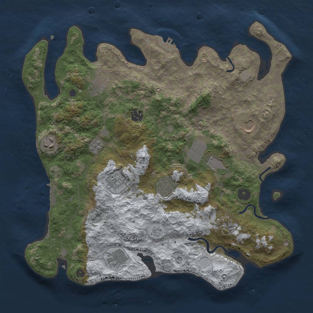 Rust Map: Procedural Map, Size: 3750, Seed: 1779705091, 19 Monuments