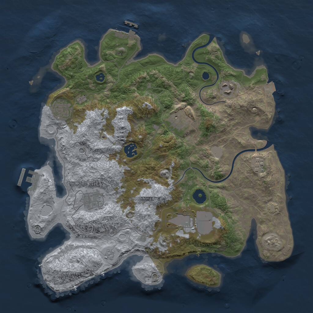 Rust Map: Procedural Map, Size: 3500, Seed: 1955138865, 13 Monuments