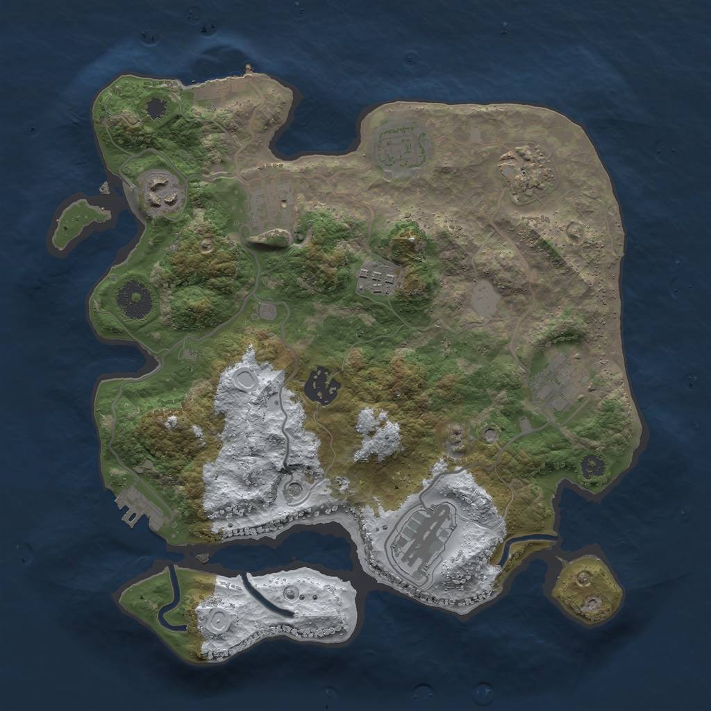 Rust Map: Procedural Map, Size: 3000, Seed: 1307140451, 16 Monuments