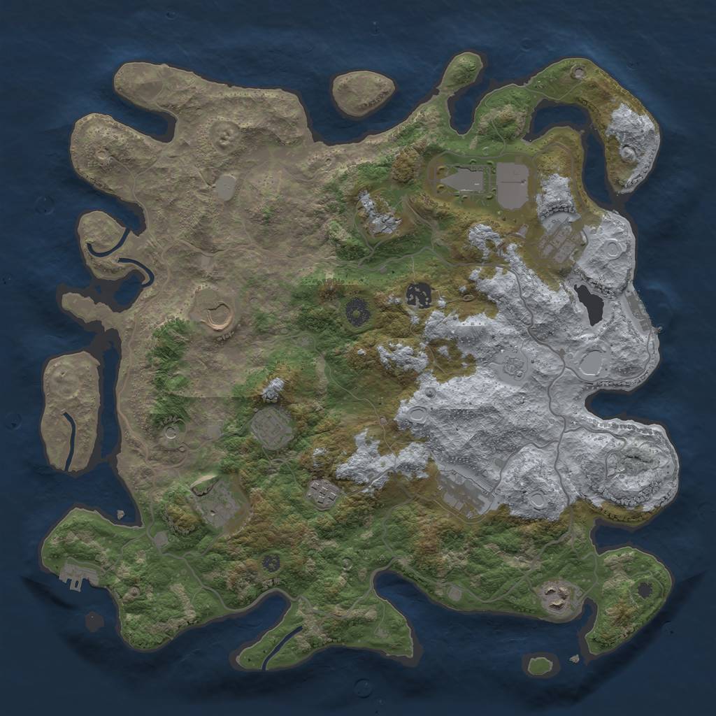 Rust Map: Procedural Map, Size: 4000, Seed: 1077849054, 19 Monuments