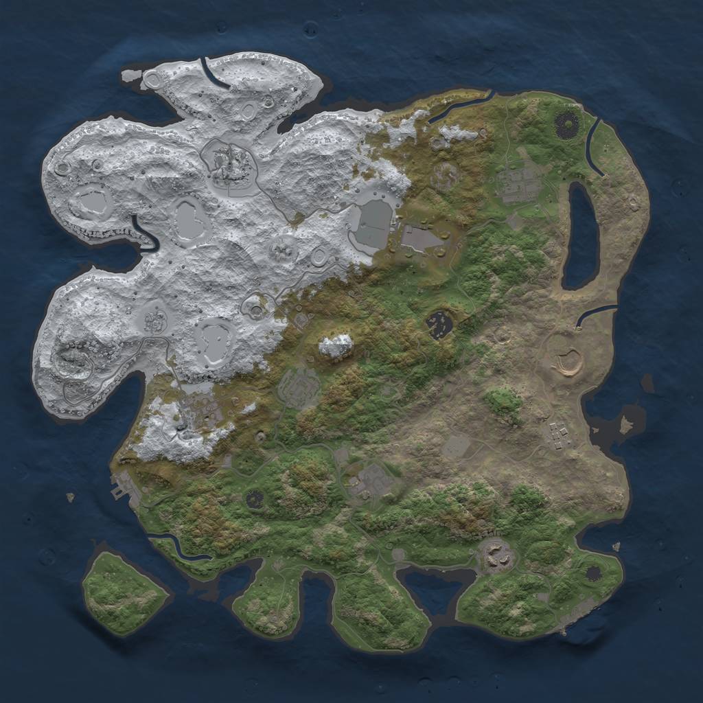Rust Map: Procedural Map, Size: 3950, Seed: 1923979086, 19 Monuments