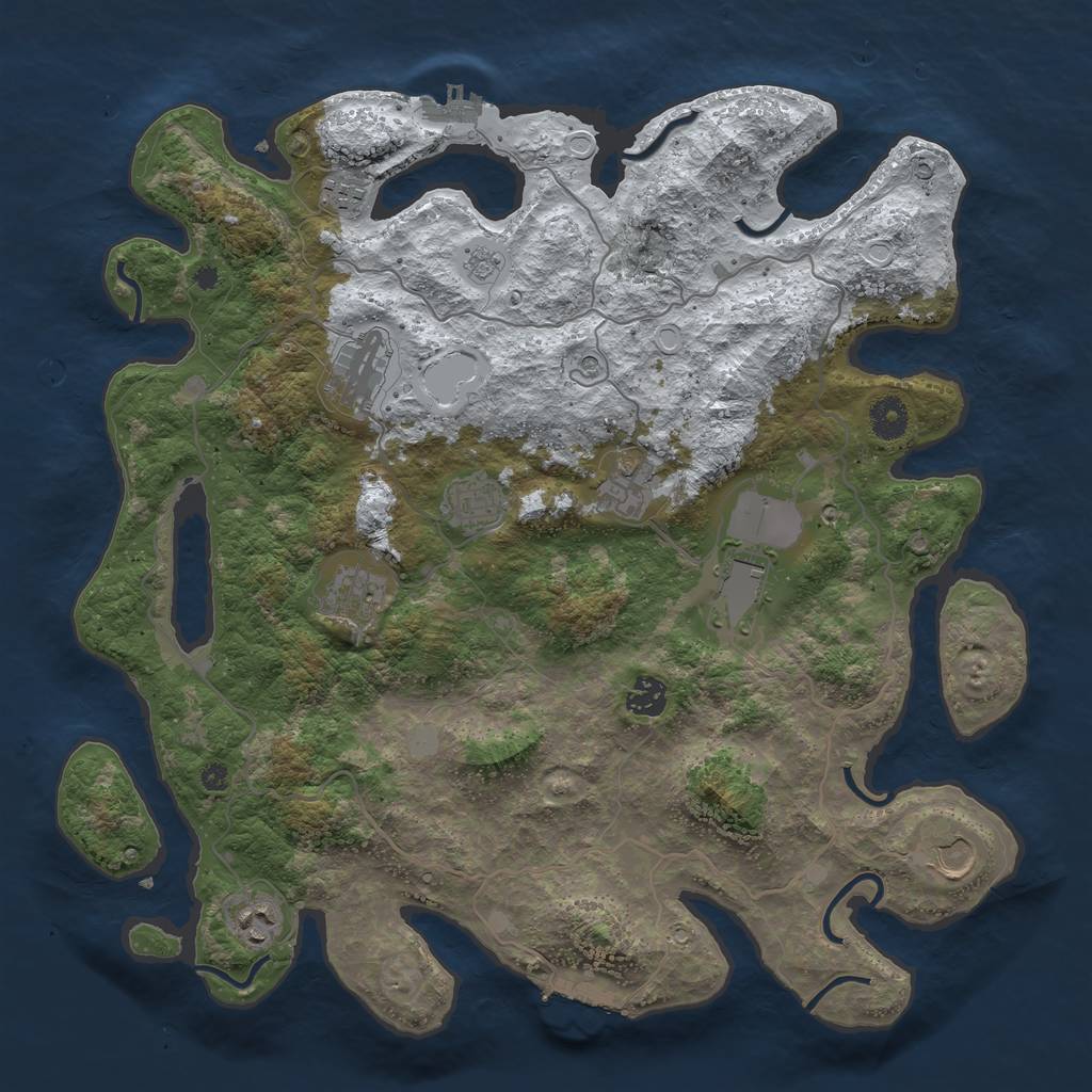 Rust Map: Procedural Map, Size: 4000, Seed: 5134986, 18 Monuments