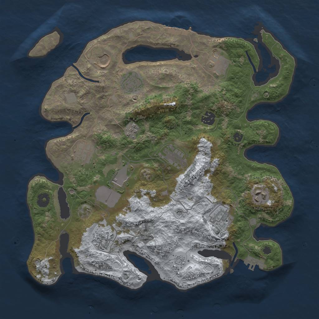 Rust Map: Procedural Map, Size: 3500, Seed: 2135631793, 20 Monuments