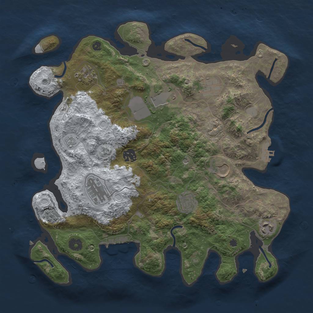 Rust Map: Procedural Map, Size: 3500, Seed: 256136735, 18 Monuments