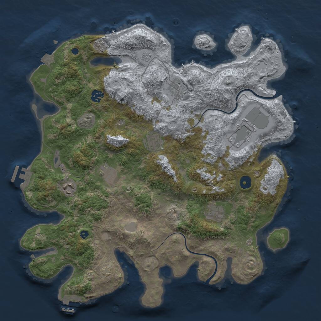Rust Map: Procedural Map, Size: 3850, Seed: 481117665, 14 Monuments
