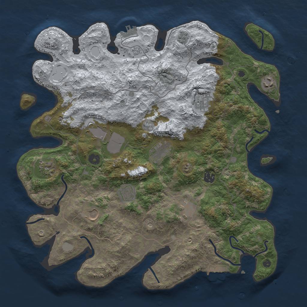 Rust Map: Procedural Map, Size: 4050, Seed: 553485731, 19 Monuments
