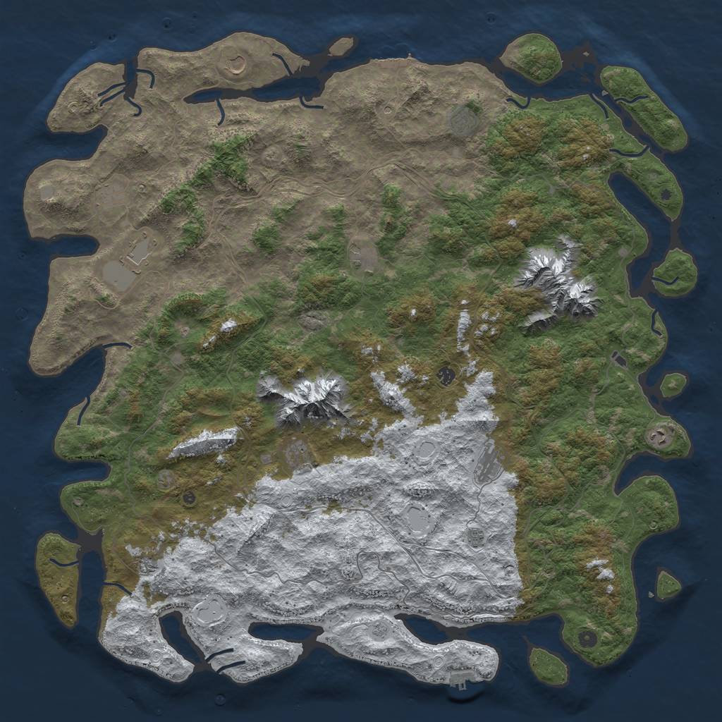 Rust Map: Procedural Map, Size: 6000, Seed: 2135631793, 20 Monuments
